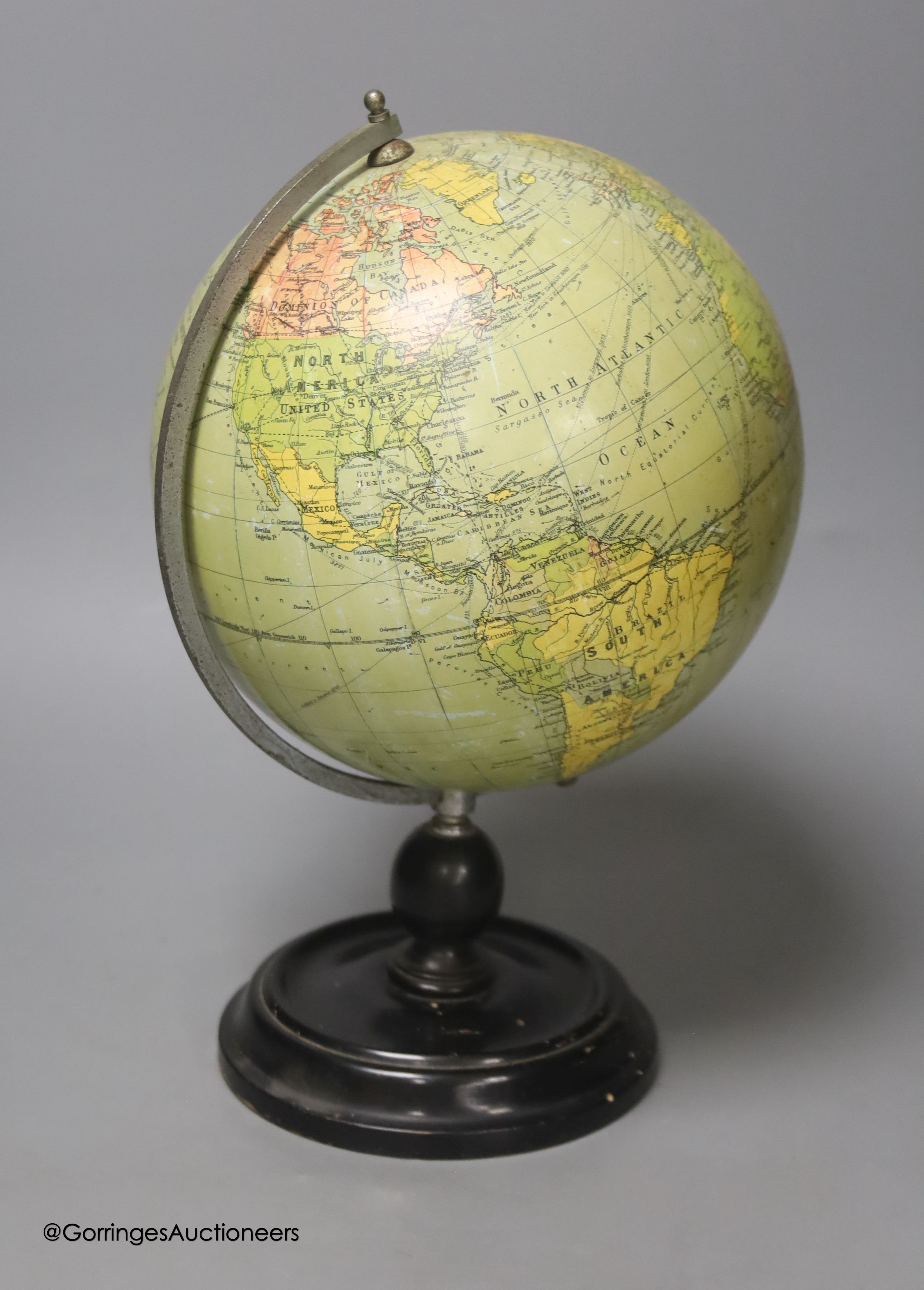 A Phillips' British Empire 7.5in. table globe, height 30cm